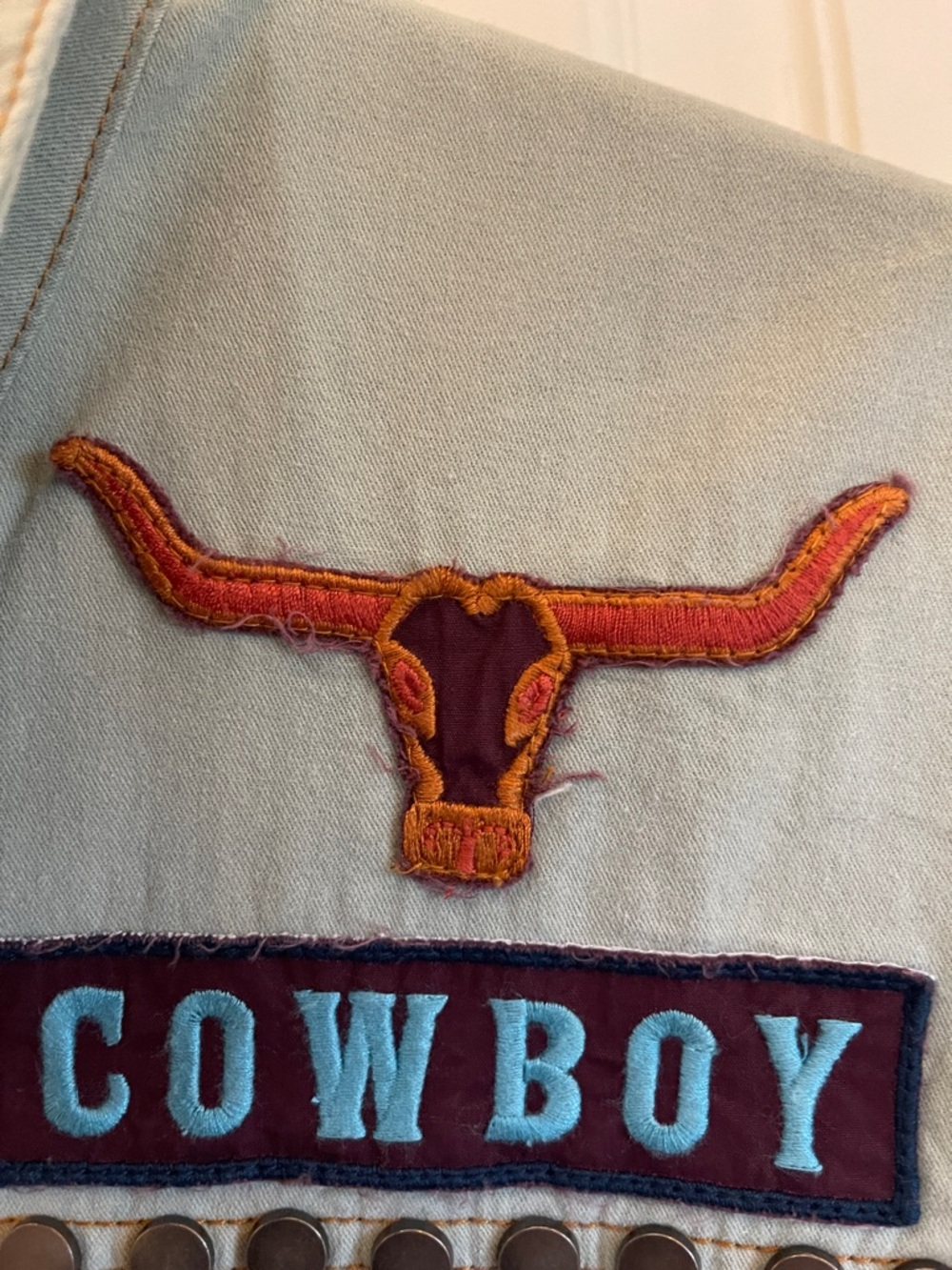 Double D Ranch Khaki Button-Down with Red & Blue Horse Panel - Picture 8 of 8